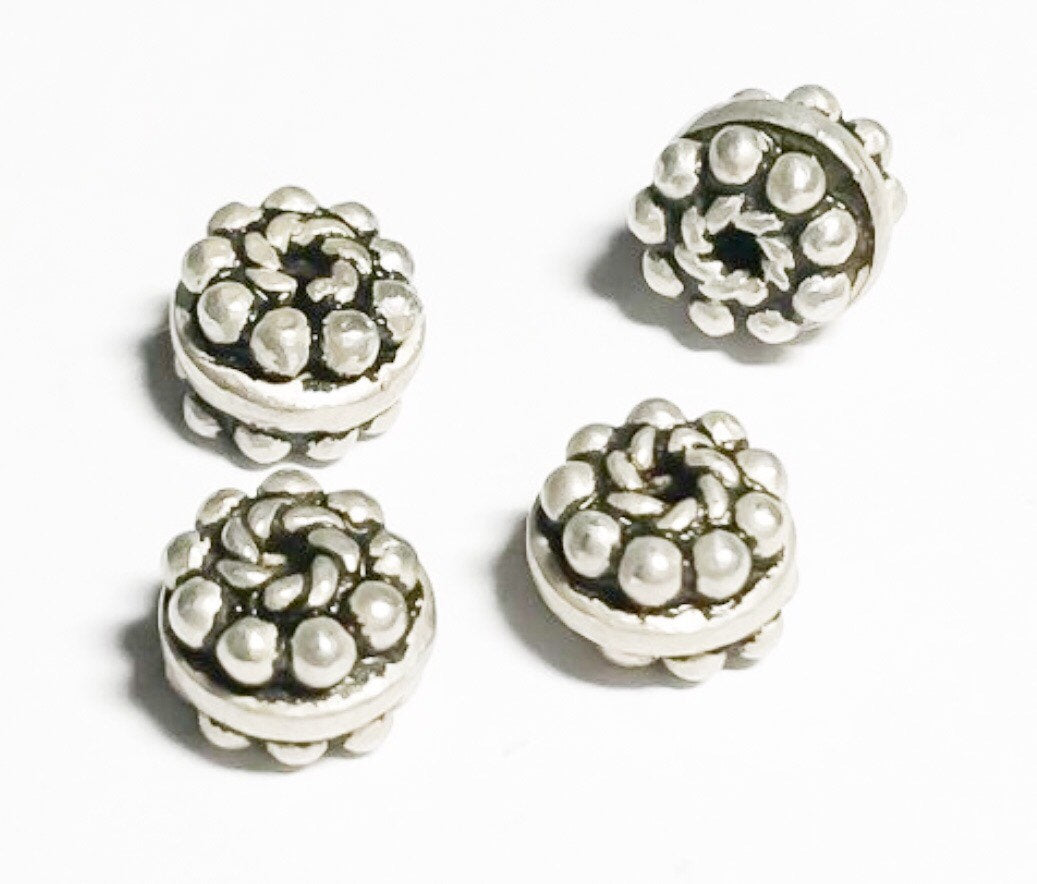 Granulated Bali Sterling Silver Rondelle Spacer Beads 4x7mm-4pc – 909beads