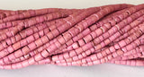 2-3mm Coconut Heishi, Coco Heishi, Natural Wood Beads, Coconut Shell Heishi  Pink 24" strand