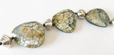 Inlaid shell pendant, focal bead, brownlip mosaic shell 30x35mm