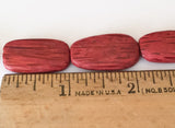 Red Palm Wood Beads, Palmwood Rectangle, Dyed Wood Beads-16" strand