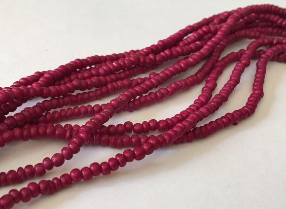 Small 2-3mm Coconut Beads, Natural Wood Beads, Coco Pukalet Burgundy 16