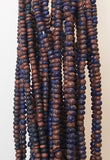 Small 2-3mm Coconut Beads, Rondelle Spacer, Natural Wood Beads, Coco Pukalet Tie-Dyed Blue/Brown 16" strand