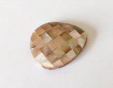 Inlaid shell pendant, focal bead, brownlip mosaic shell 30x35mm