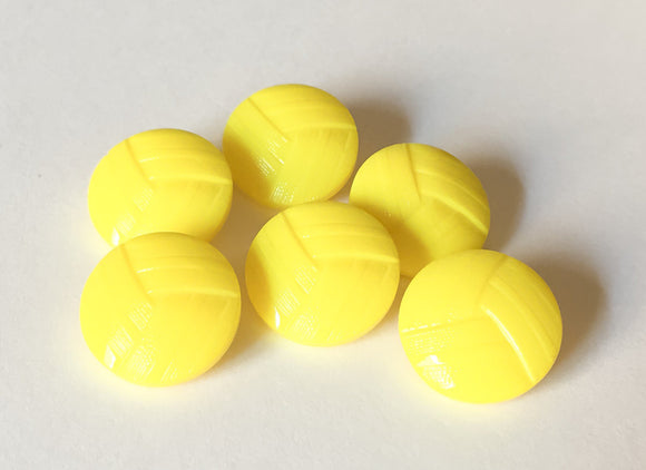 Lemon yellow vintage glass button lot-6pc
