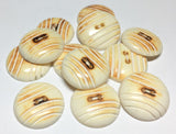 12 round carved burnt bone buttons 3/4"