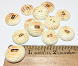 12 round carved burnt bone buttons 3/4"