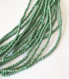 Small 2-3mm Coconut Beads, Natural Wood Beads, Coco Pukalet Lt. Green 16" strand