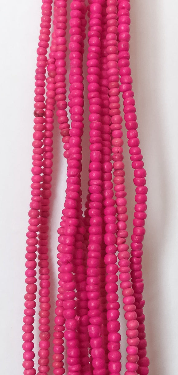 Small 2-3mm Coconut Beads, Natural Wood Beads, Coco Pukalet Hot Pink 16
