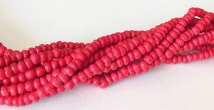 Small 2-3mm Coconut Beads, Natural Wood Beads, Coco Pukalet Red 16" strand