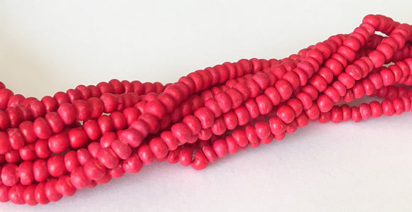 Small 2-3mm Coconut Beads, Natural Wood Beads, Coco Pukalet Red 16