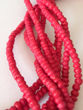 Small 2-3mm Coconut Beads, Natural Wood Beads, Coco Pukalet Red 16" strand