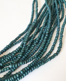 Small 2-3mm Coconut Beads, Natural Wood Beads, Coco Pukalet Teal 16" strand
