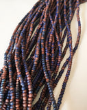 Small 2-3mm Coconut Beads, Rondelle Spacer, Natural Wood Beads, Coco Pukalet Tie-Dyed Blue/Brown 16" strand