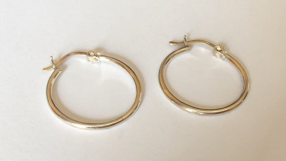 925 sterling silver hoops, 25mm silver hoops, latch back closure hoops, .925 earring hoops 1pair