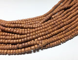 Small 4-5mm Coconut Beads, Natural Wood Beads, Coco Pukalet Mustard 16" strand