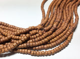 Small 4-5mm Coconut Beads, Natural Wood Beads, Coco Pukalet Mustard 16" strand