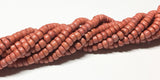 4-5mm Coconut Beads, Natural Wood Beads, Coco Rondelle Pukalet Brick Red 16" strand