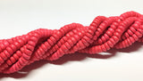 4-5mm Coconut Beads, Natural Wood Beads, Coco Rondelle Pukalet Bright Red 16" strand