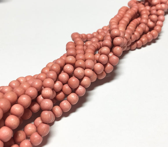 4mm Round Wood Beads, Dyed Wood Beads Salmon 16