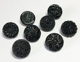 Small black vintage glass button lot-8pc