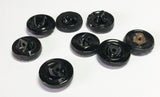 Small black vintage glass button lot-8pc