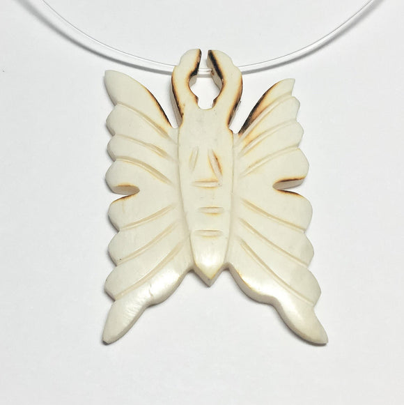 Carved bone pendant butterfly
