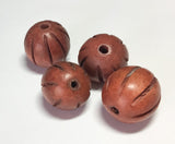 Carved Round Wood Beads 20mm Brown 16" strand