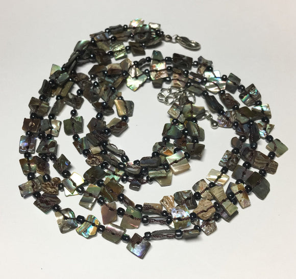 Paua abalone multi strand choker necklace 16