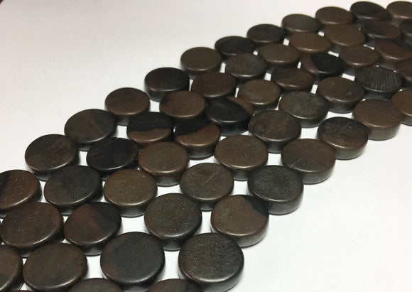 Coin Wood Beads, kamagong wood beads, natural wood beads,15mm coin 16