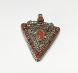Vintage Coral Pendant, 925 Silver Pendant, Red Stone Pendant Southwest Jewelry