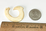 Fish Hook Pendant, Carved Horn, Bone Pendant, Tea Dyed Antiqued Fish Hook 40mm