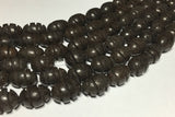 Betel Nut Beads Salwag Oval Carved 16" strand Charcoal