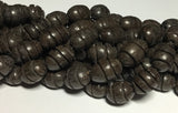 Betel Nut Beads Salwag Oval Carved 16" strand Charcoal