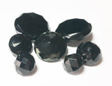 Faceted black vintage glass button lot-7pc