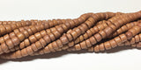 Small 4-5mm Coconut Beads, Natural Wood Beads, Coco Pukalet Mustard 16" strand