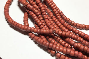 4-5mm Coconut Beads, Natural Wood Beads, Coco Rondelle Pukalet Brick Red 16" strand