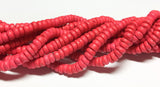 4-5mm Coconut Beads, Natural Wood Beads, Coco Rondelle Pukalet Bright Red 16" strand