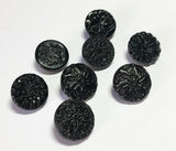 Small black vintage glass button lot-8pc