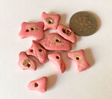 Coconut Wood Chips, Medium Coco Chips, Coconut Shell Pink, Natural Wood Beads 7 1/2" strand