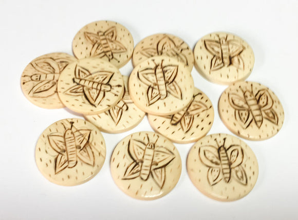 Hand carved wood buttons, round wood buttons, wooden buttons, 3/4