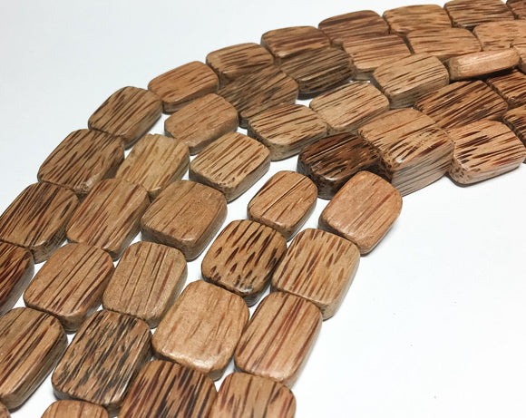 Natural wood beads, palmwood beads 14x20 flat rectangle 16