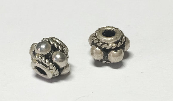 2 Bali Sterling Silver Saucer Spacer Rondelle Beads 6x8mm