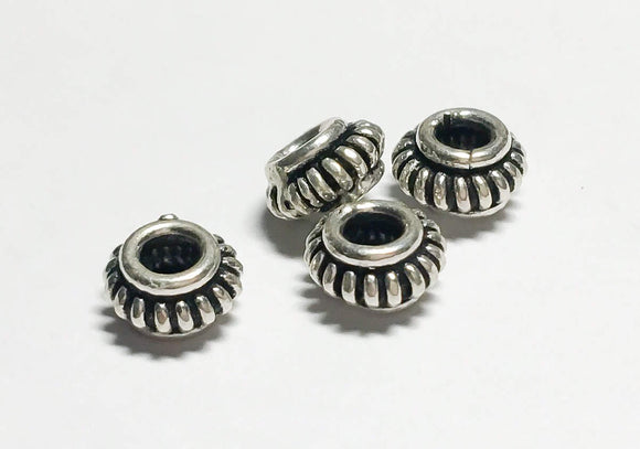 4 Sterling Silver Spacer Saucer Beads Bali Silver Fancy Saucer 6mm