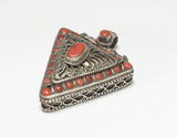 Vintage Coral Pendant, 925 Silver Pendant, Red Stone Pendant Southwest Jewelry