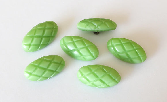 Oval vintage glass button lot apple green -6pc