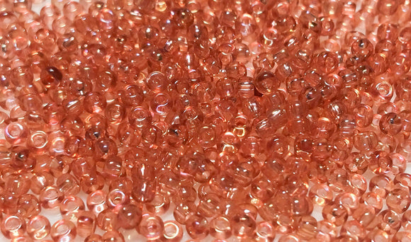 Japanese Seed Beads Destash Size 11/0- Transparent Rainbow Peach 30 grams