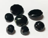 Faceted black vintage glass button lot-7pc