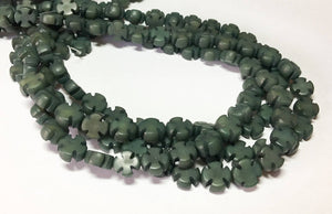 Natural Buri Nut Beads Khaki Cross 16" strand