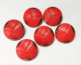 Red and gold vintage glass button lot-6pc
