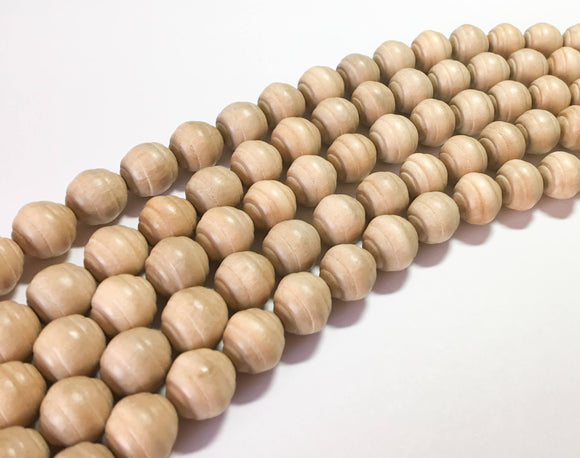 13mm Carved Wood Beads, Natural Wood Beads, Hambaba Carved Spiral 16